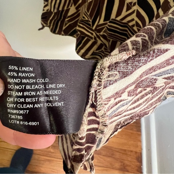 Vintage East 5th Linen Button Down Shirt Beige Geometric XL - Picture 11 of 11